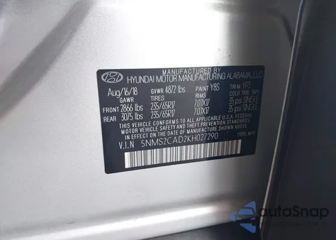 2019 Hyundai Santa Fe Se from USA, damaged, VIN 5NMS2CAD2KH027290